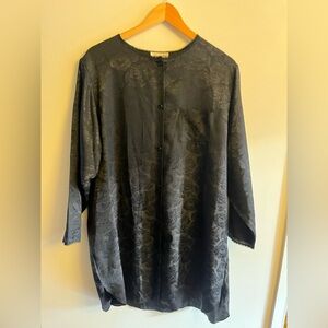 Vintage Chantilly Lingerie Night Shirt Silky Black XXL